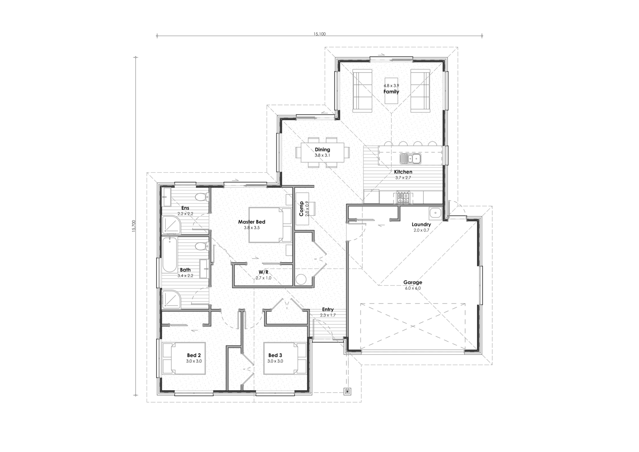Haast House Plan 170 sqm, 3 bedrooms, 2 bathrooms Highmark Homes