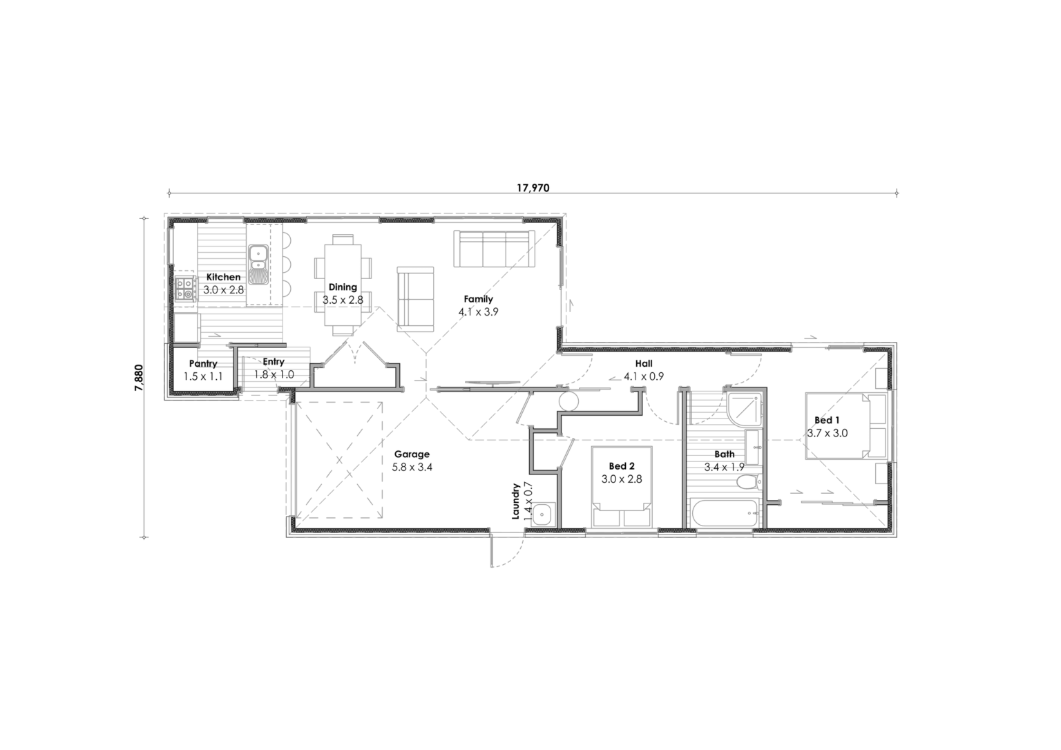 Renwick House Plan 106 sqm, 2 bedrooms, 1 bathrooms Highmark Homes